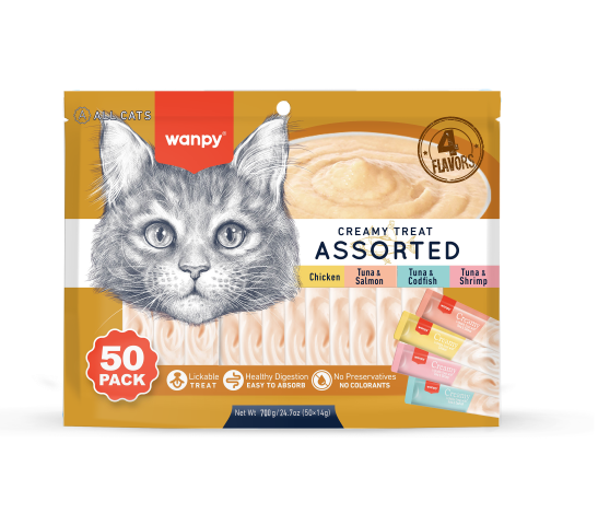 Wanpy - Friandises crémeuses à lécher - 4 saveurs - 50 pièces