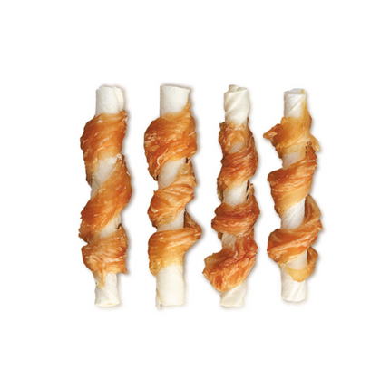 Wanpy - Poulet séché et torsades de cuir brut