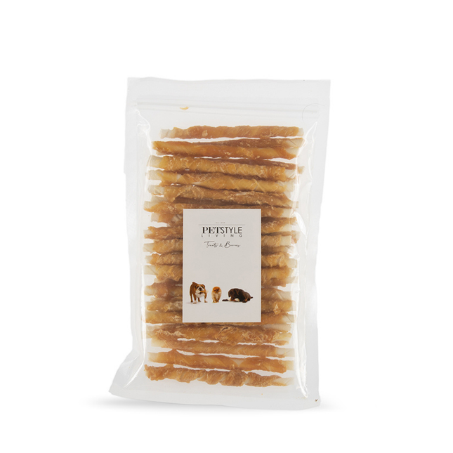 Petstyle Living - Bâtonnets torsadés avec poulet 12,5 cm - 30 pièces