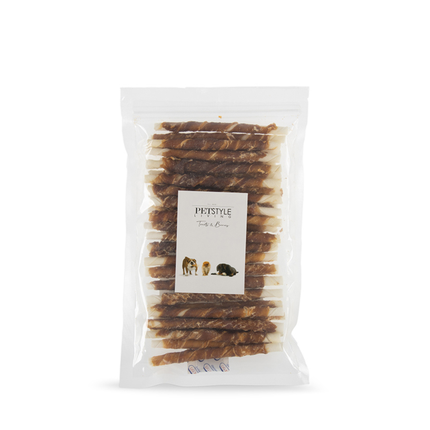Petstyle Living - Bâtonnets torsadés avec canard 12,5 cm - 30 pièces 