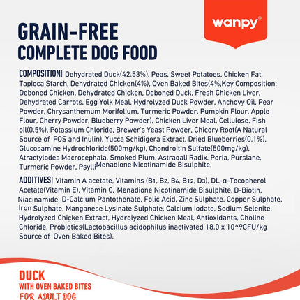 Wanpy - Nourriture pour chien au canard 1,5 kg (adulte)