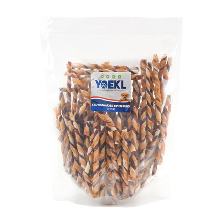 YOEKL - Bâtonnets à mâcher multicolores au poulet et au bœuf, 100 pièces