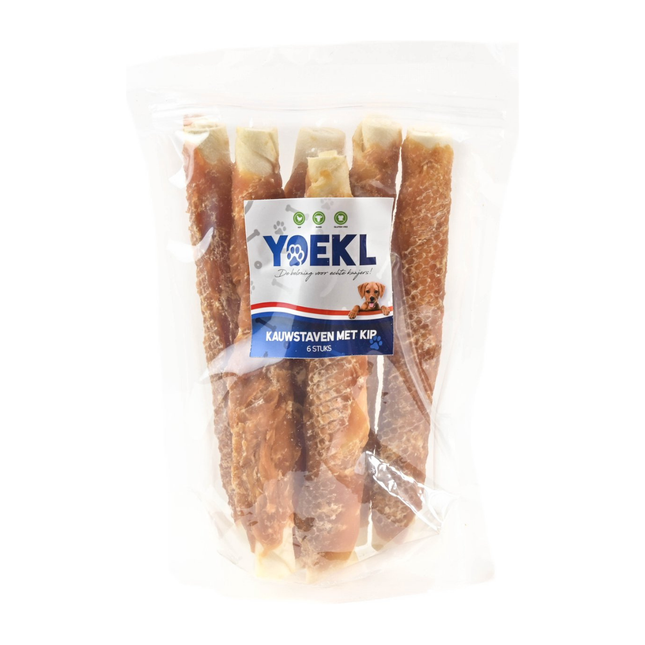 YOEKL - Bâtonnets à mâcher au poulet 20 cm, 6 pièces