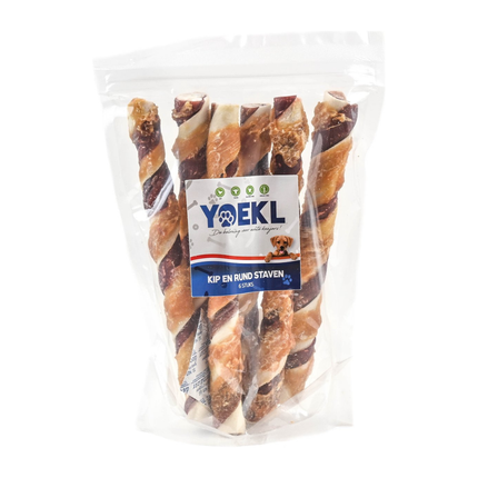 YOEKL - Bâtonnets à mâcher au poulet et au bœuf, 20 cm, 6 pièces