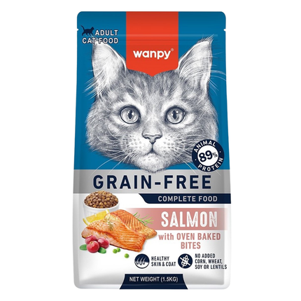 Wanpy - Nourriture pour chats au saumon - 1,5 kg (Adulte)